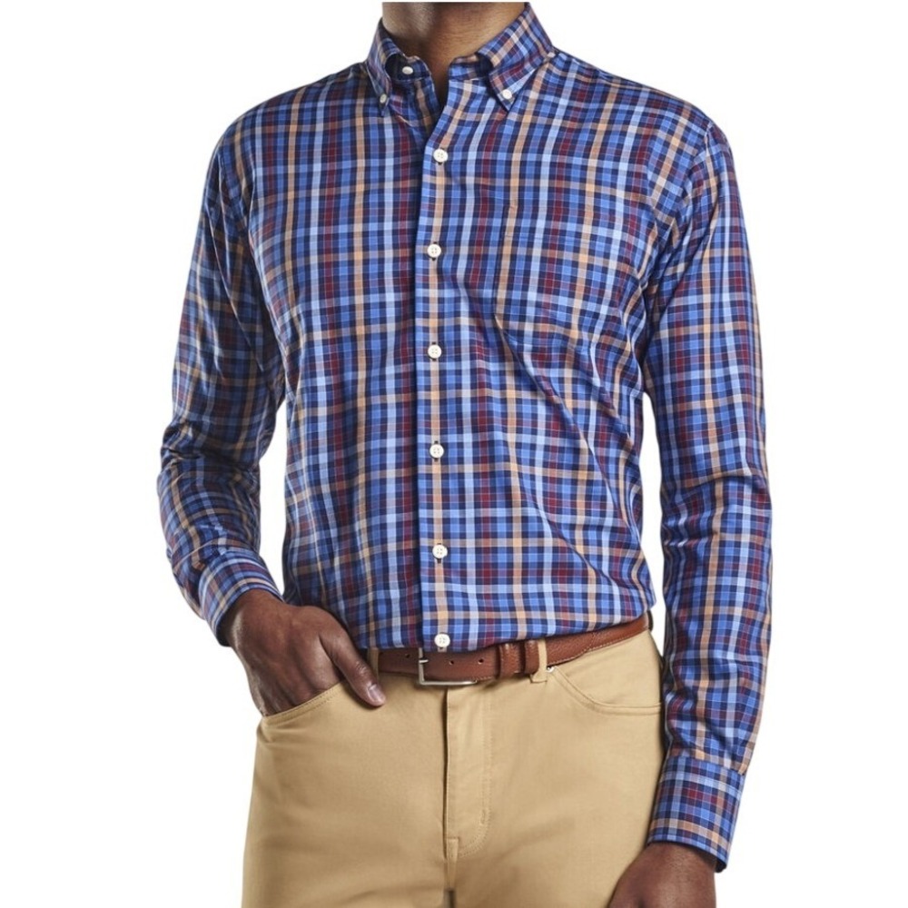 Peter‎ Millar Crown Ease Phillip Sport Shirt Large Plaid Button Down Long Sleeve